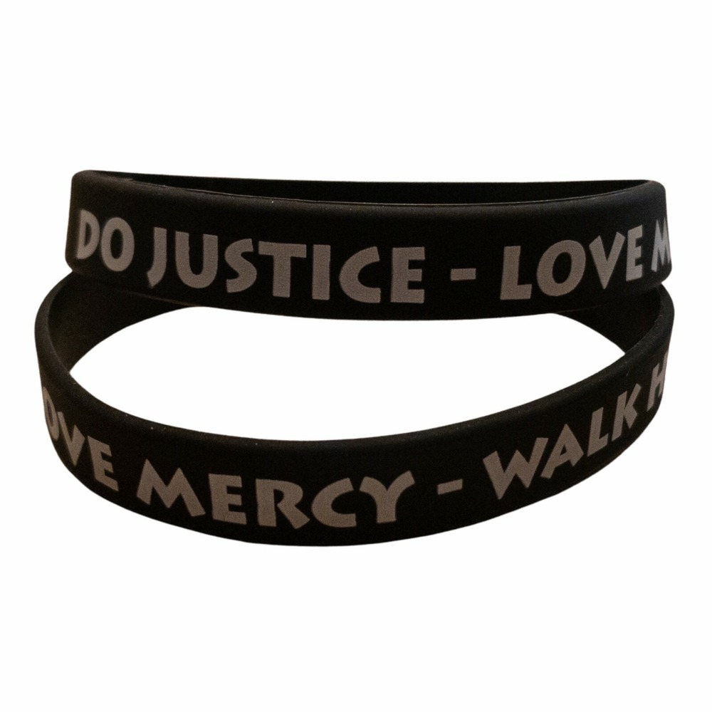 Do Justice Love Mercy Walk Humbly 2‎ Pack Inspirational Silicone Wristbands New